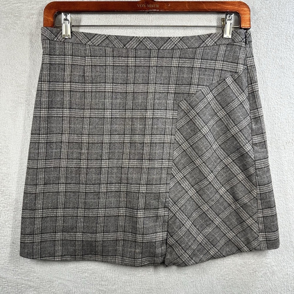 Banana Republic‎ Wool Plaid Skirt Size 14 Beige Lined Short Office Preppy